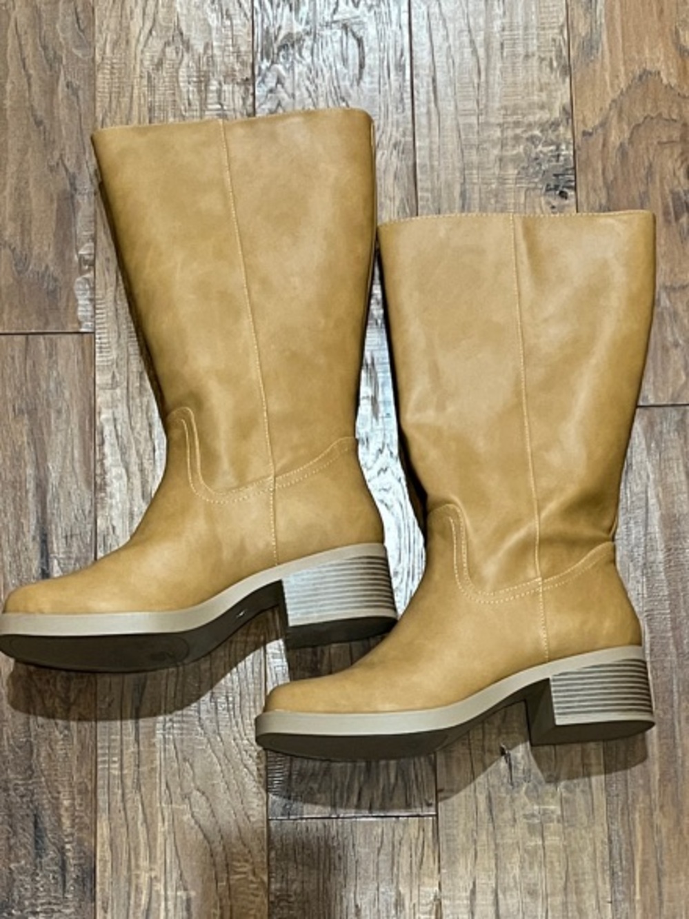 Women’s 11 Soda mid-calf faux leather boot in color: natural